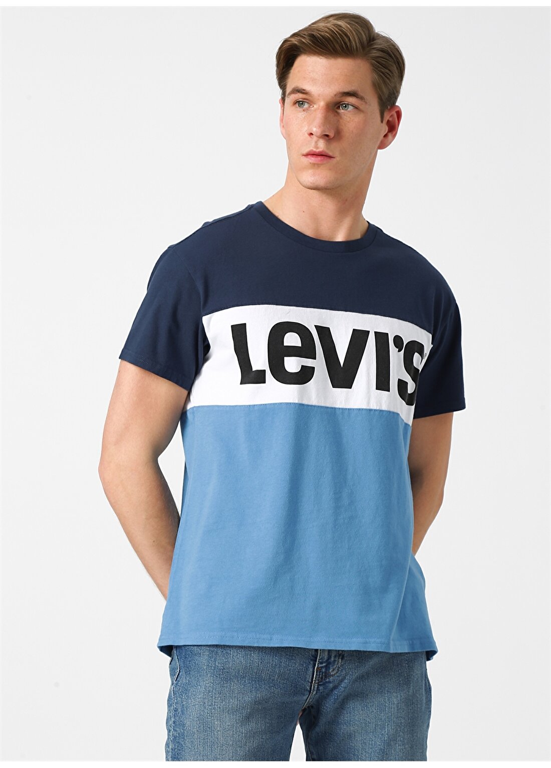 Levis Ss Colorblock Tee Colorbock Dressblues T-Shirt
