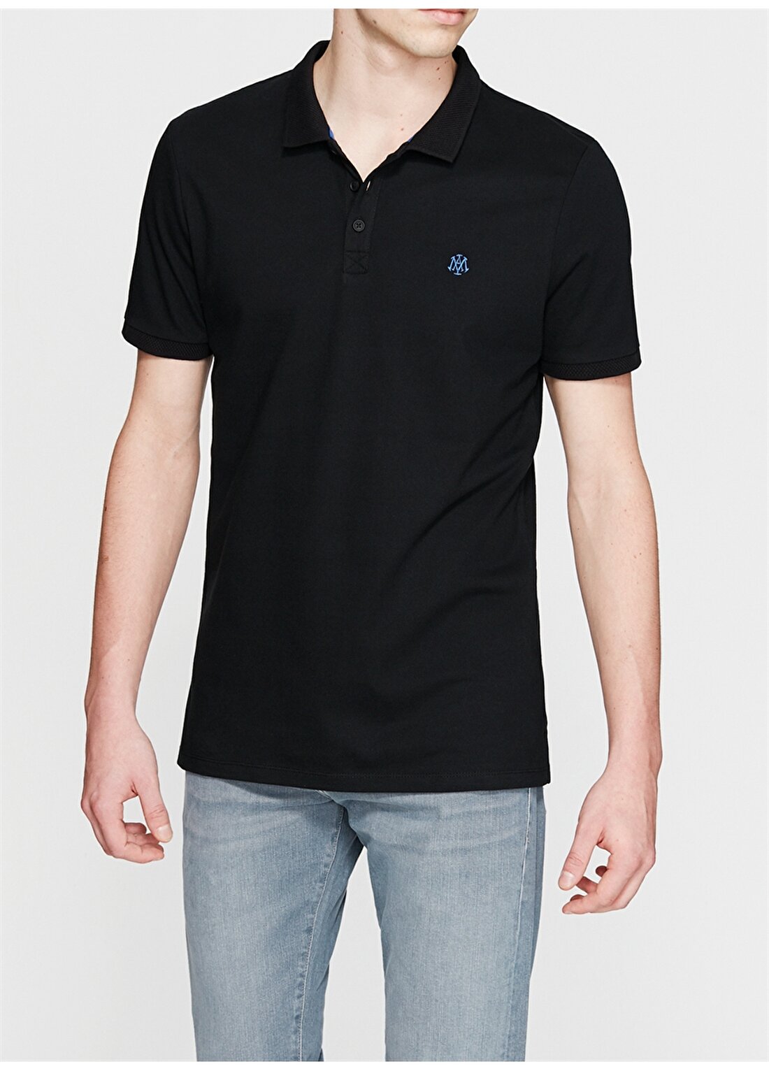 Mavi Normal Düz Siyah Erkek Polo T-Shirt