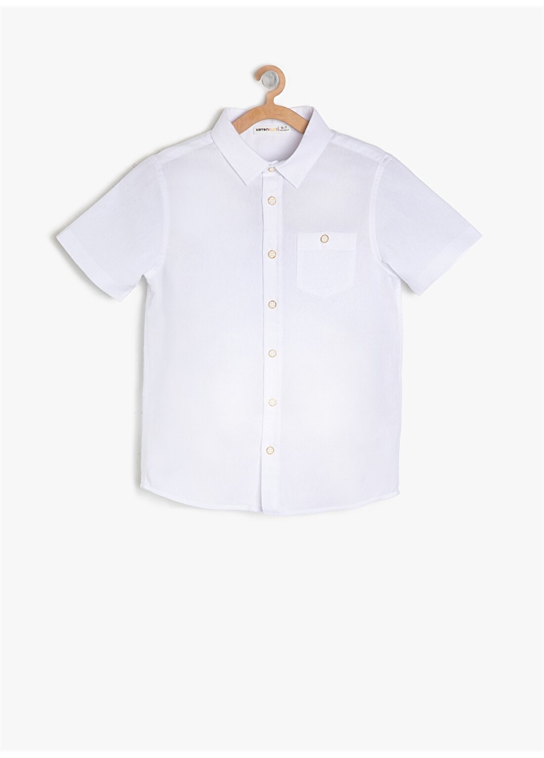Koton Kısa Kollu Düğmeli Beyaz Çocuk Gömlek