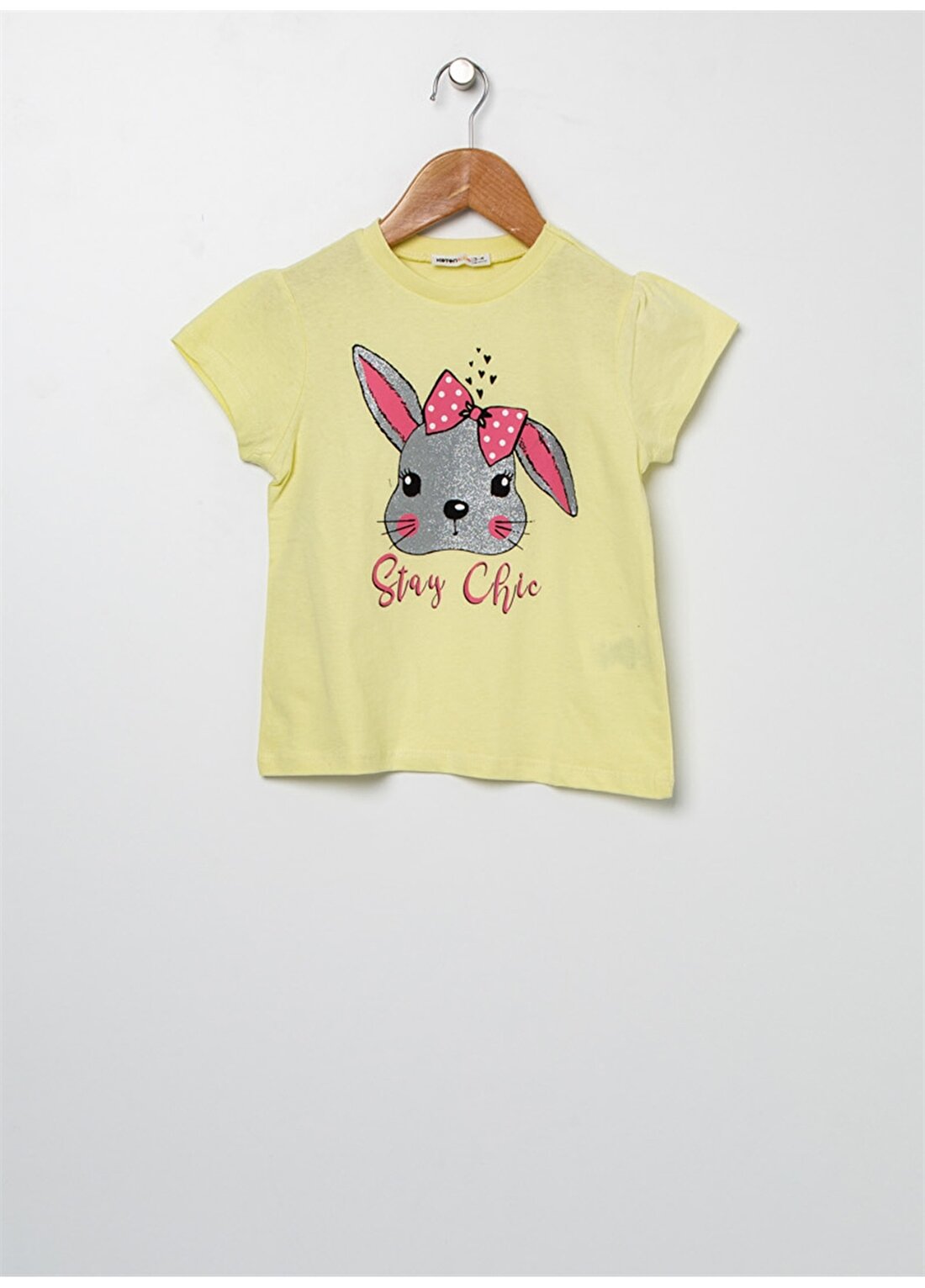 Koton Kız Çocuk Tavşan Baskılı Sarı T-Shirt