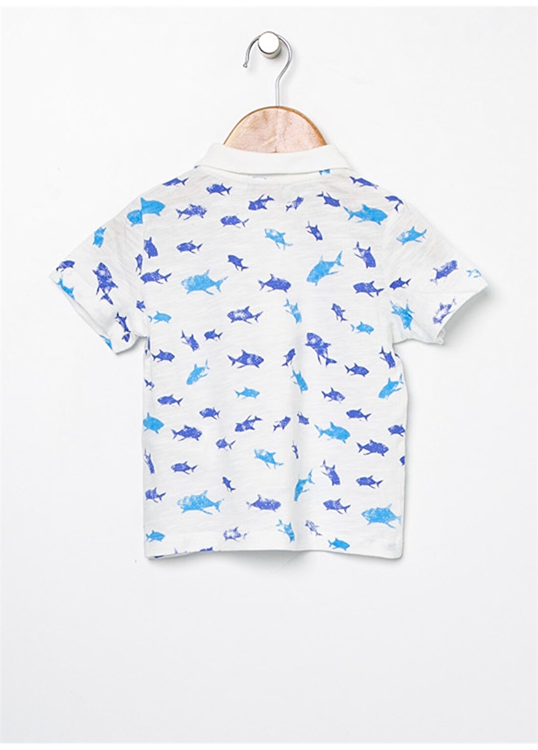 Koton Balık Desenli Yaka Lı Ekru Çocuk T-Shirt