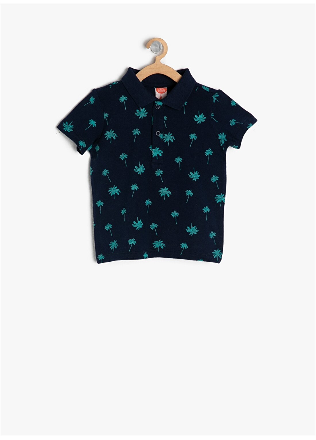 Koton Palmiye Desenli Lacivert Çocuk T-Shirt