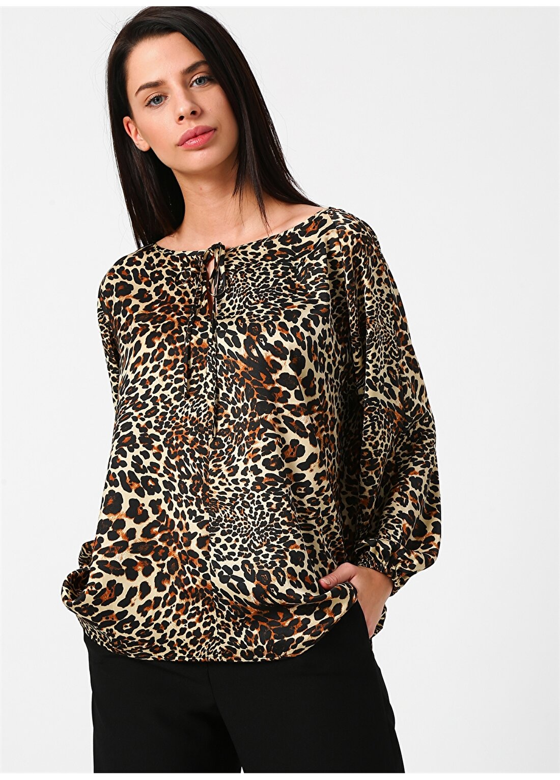 Beymen Studio 101358616002 Çok Renkli Kadın Leopar Desenli Bluz