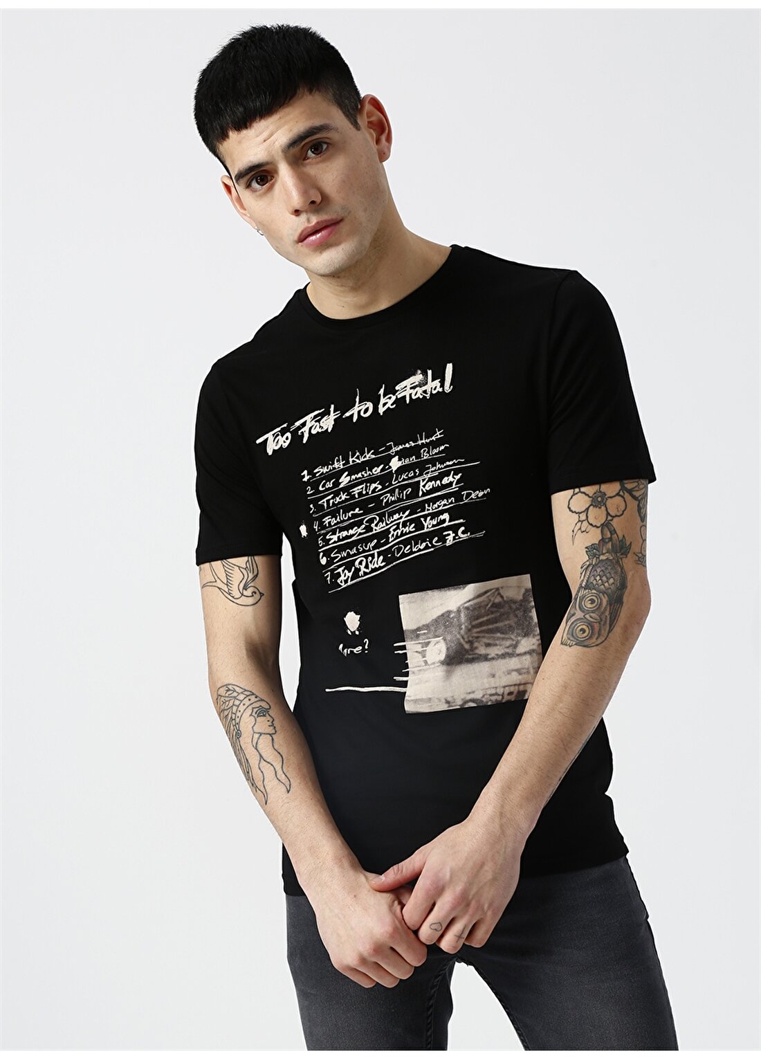 Only & Sons Yazılı Siyah T-Shirt
