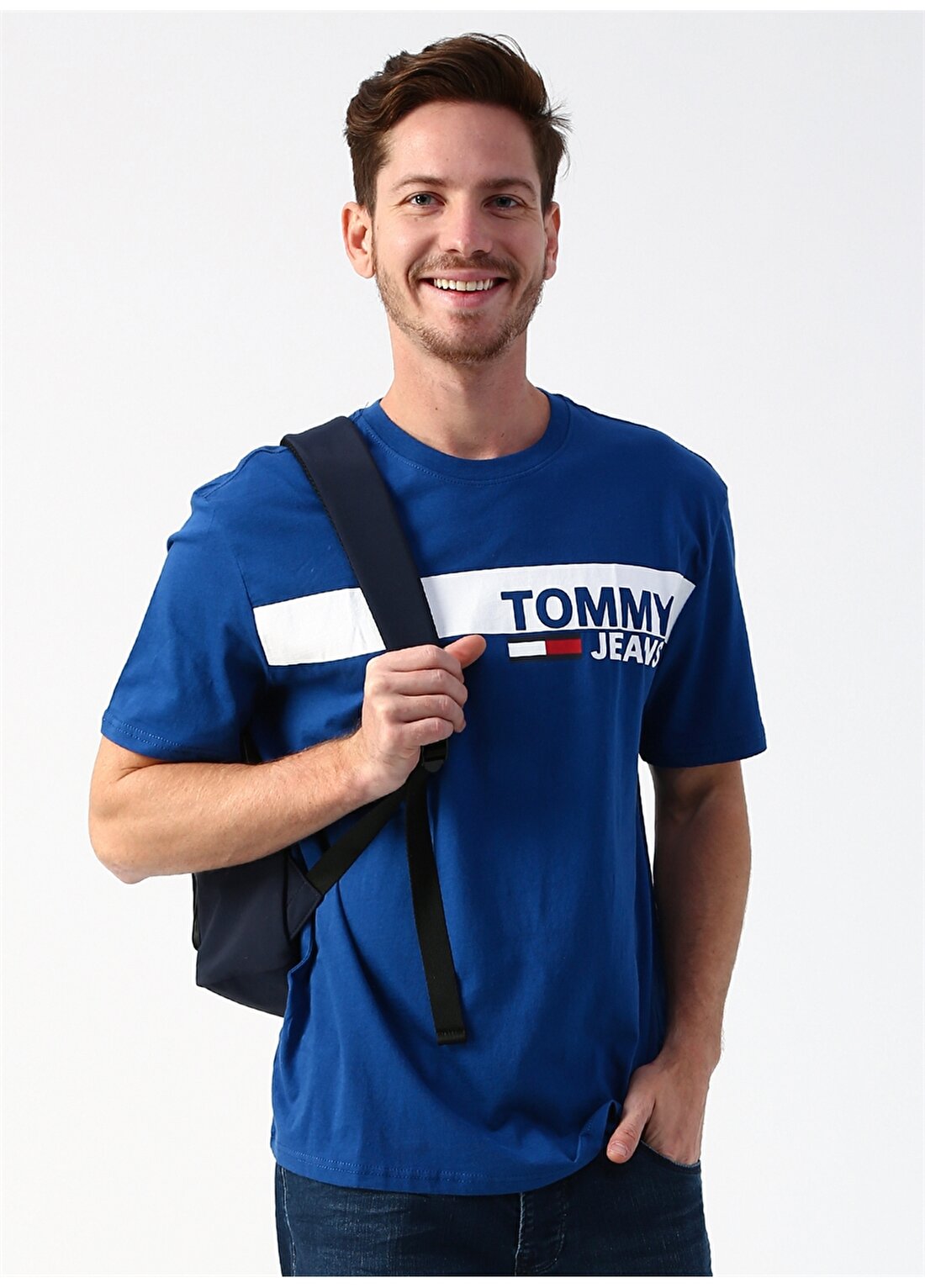 Tommy Jeans Bisiklet Yaka Mavi T-Shirt