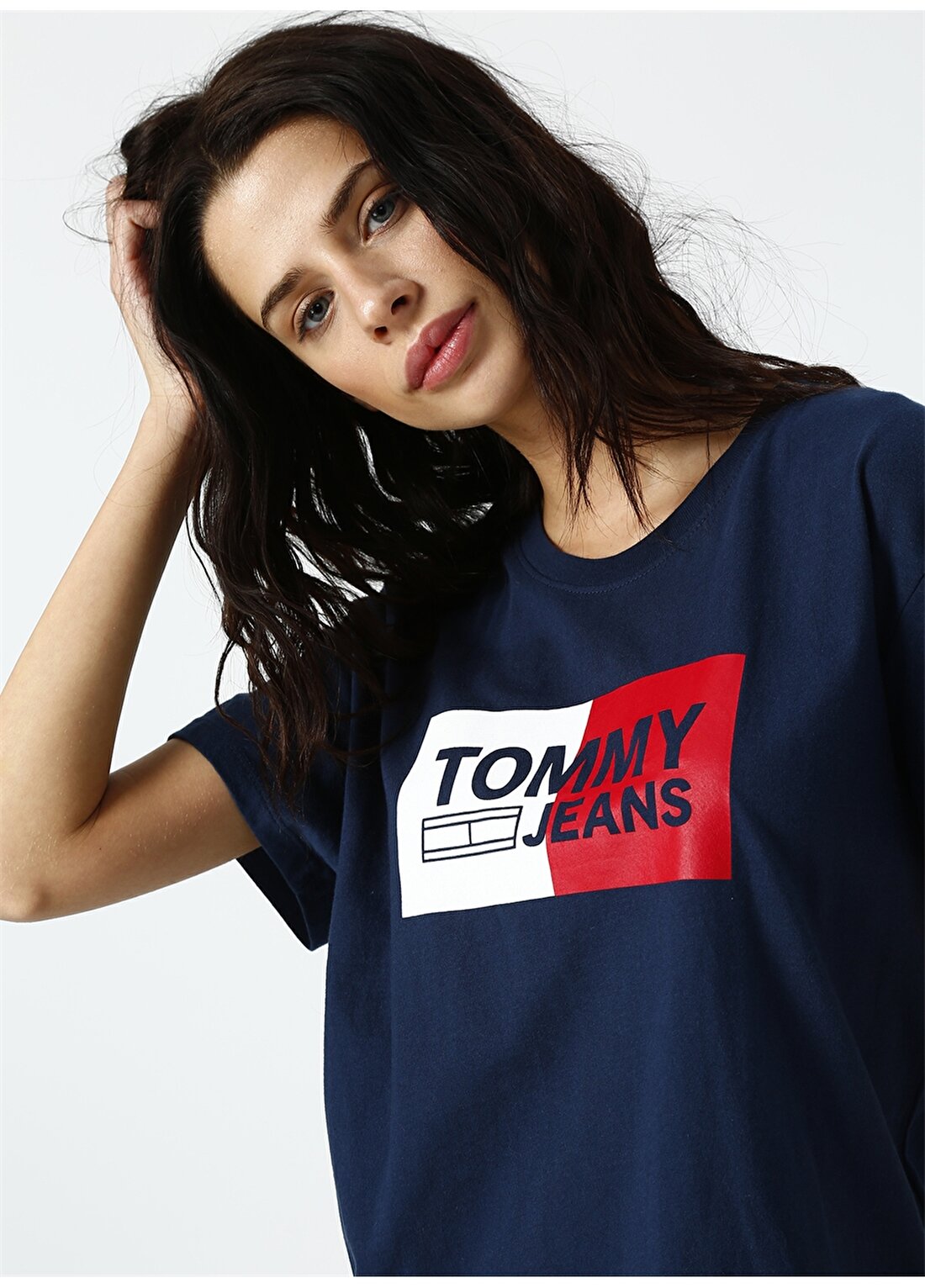 Tommy Jeans Baskılı Lacivert T-Shirt