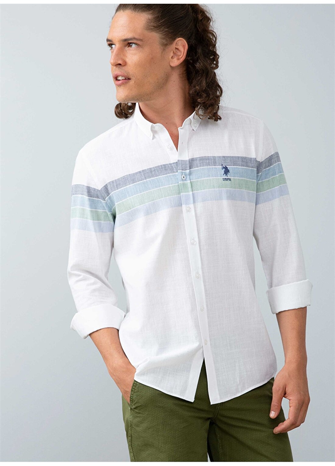 U.S. Polo Assn. Renkli Çizgili Regular Fit Gömlek