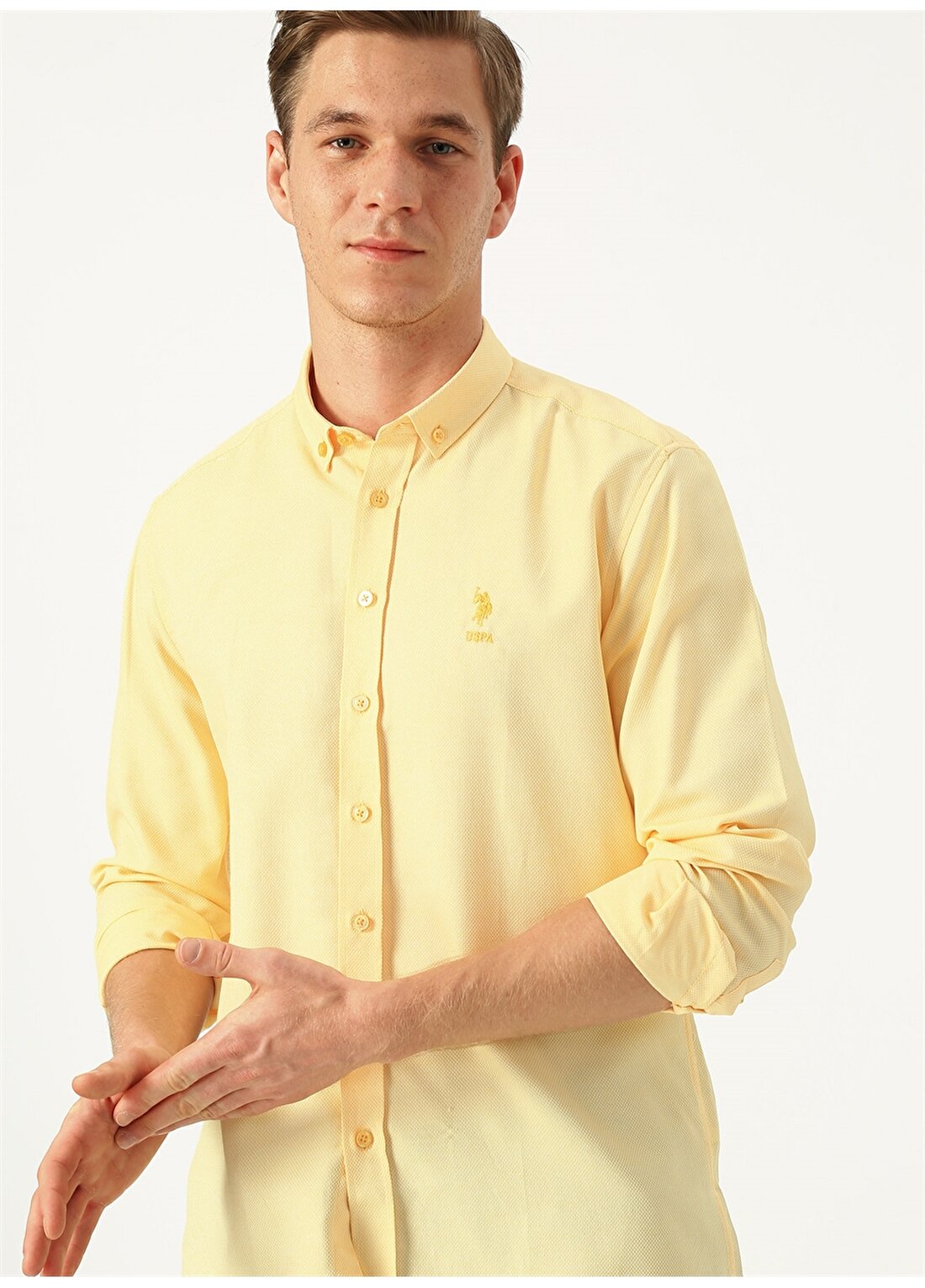 U.S. Polo Assn. Slim Fit Açık Sarı Gömlek