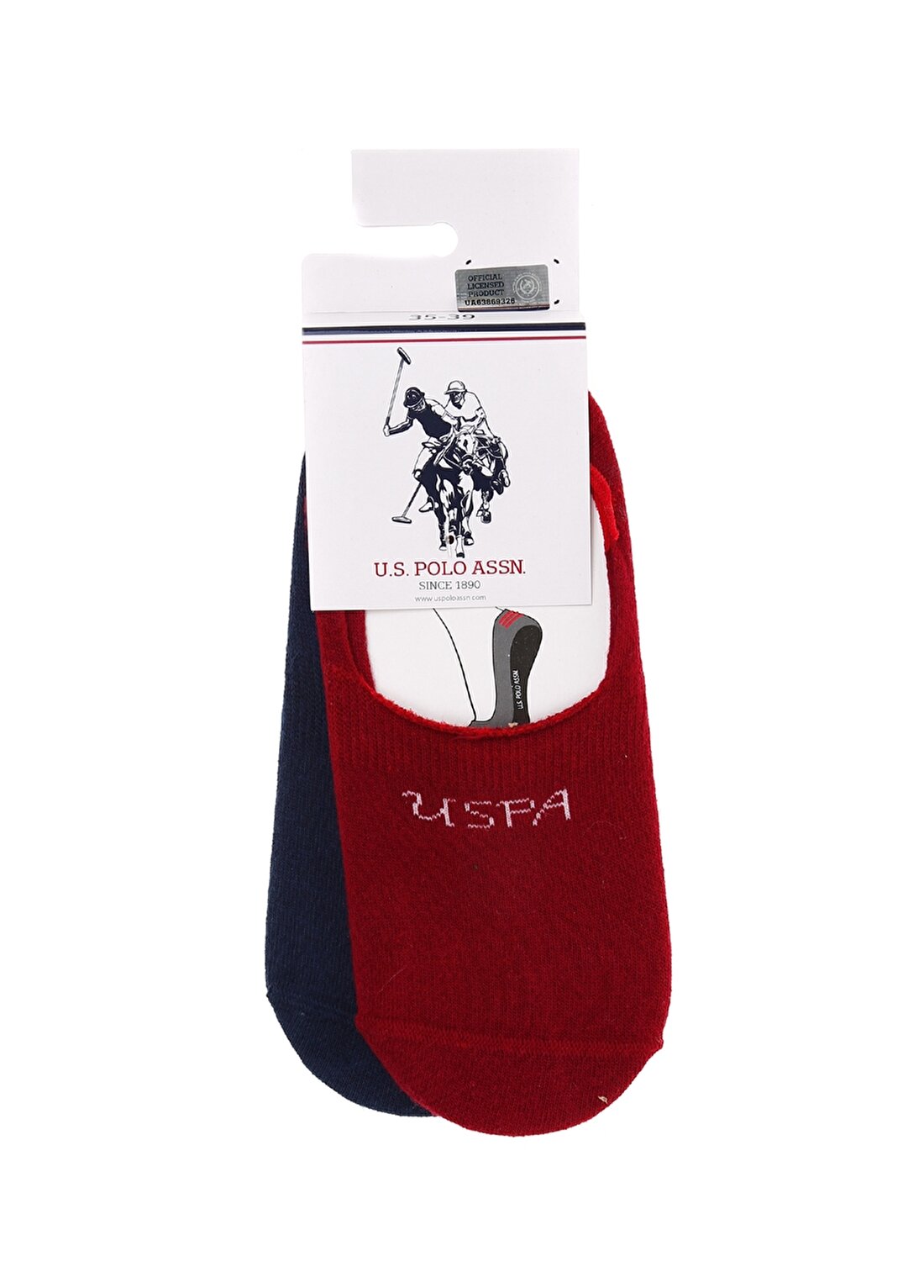 U.S. Polo Assn. Kadın 2'Li Kırmızı-Siyah Soket Çorap