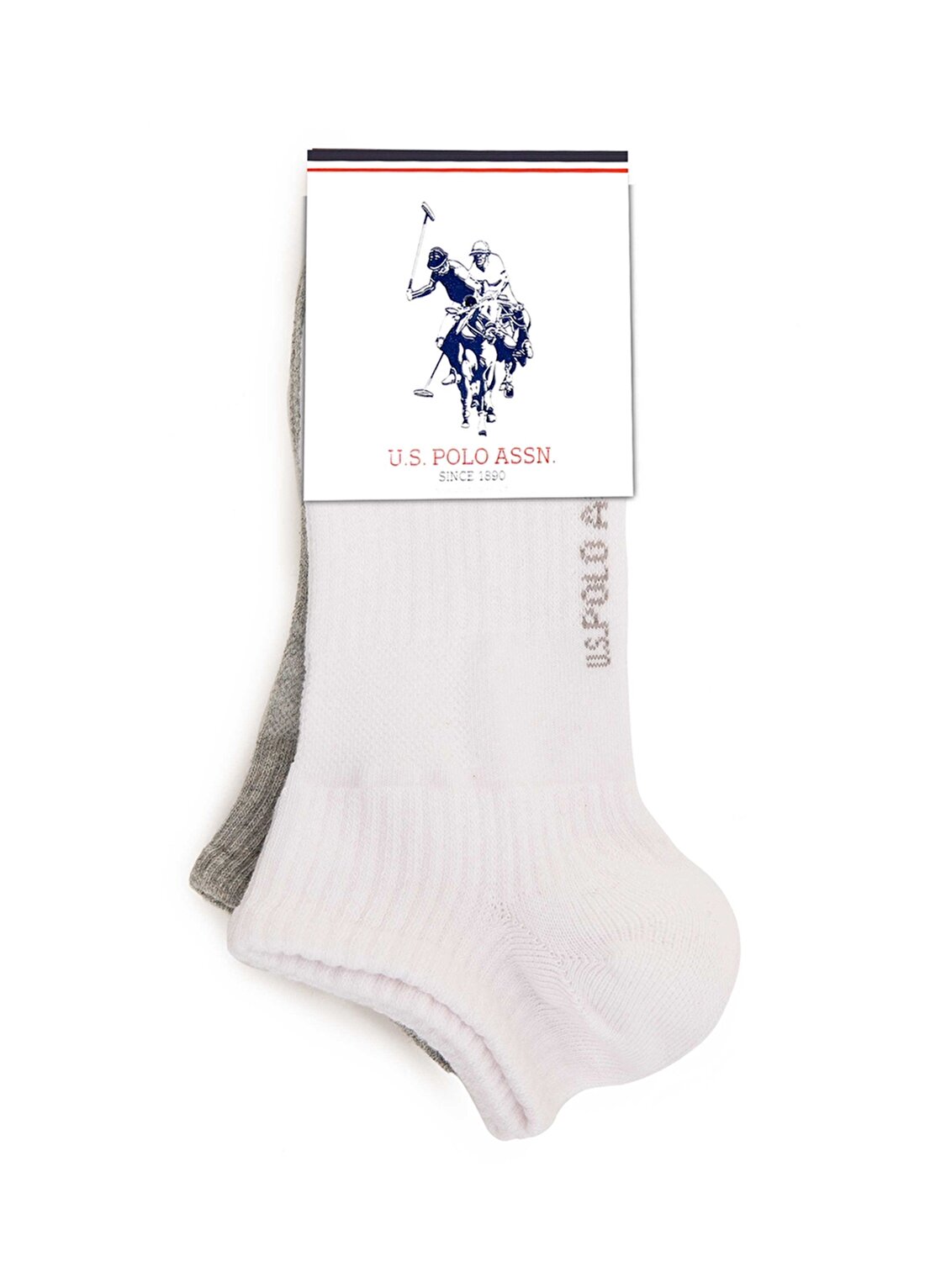 U.S. Polo Assn. Erkek 2'Li Beyaz Gri Soket Çorap