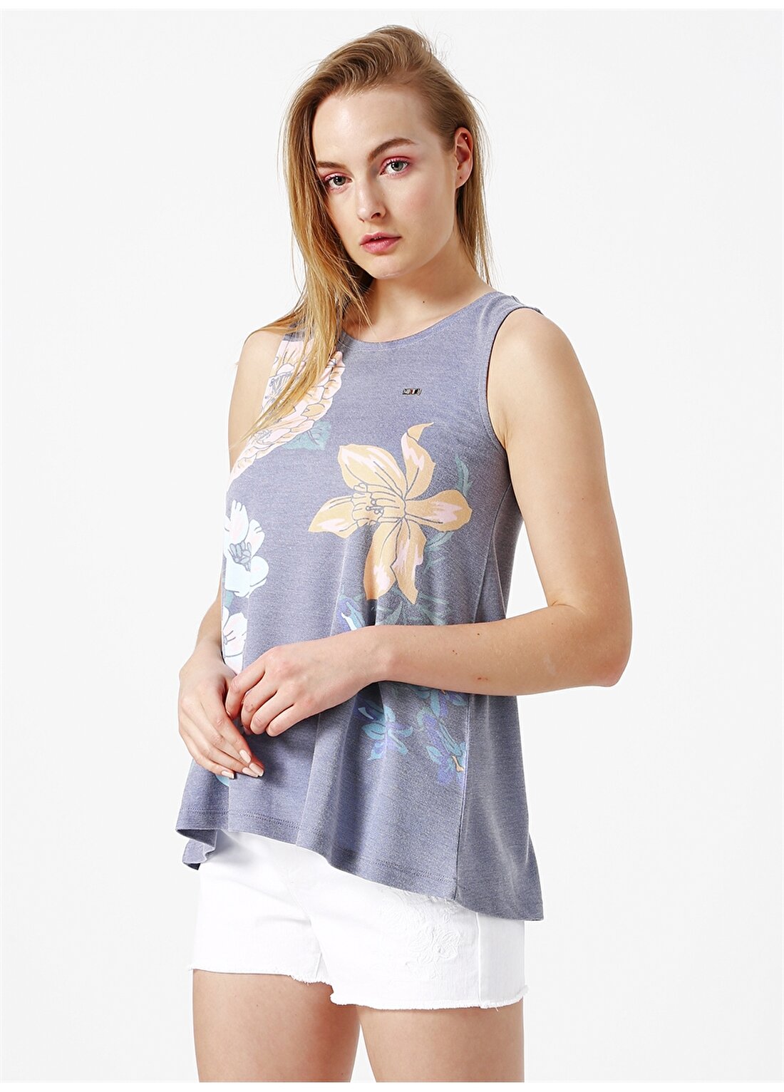 U.S. Polo Assn. Çiçek Desenli Lacivert T-Shirt