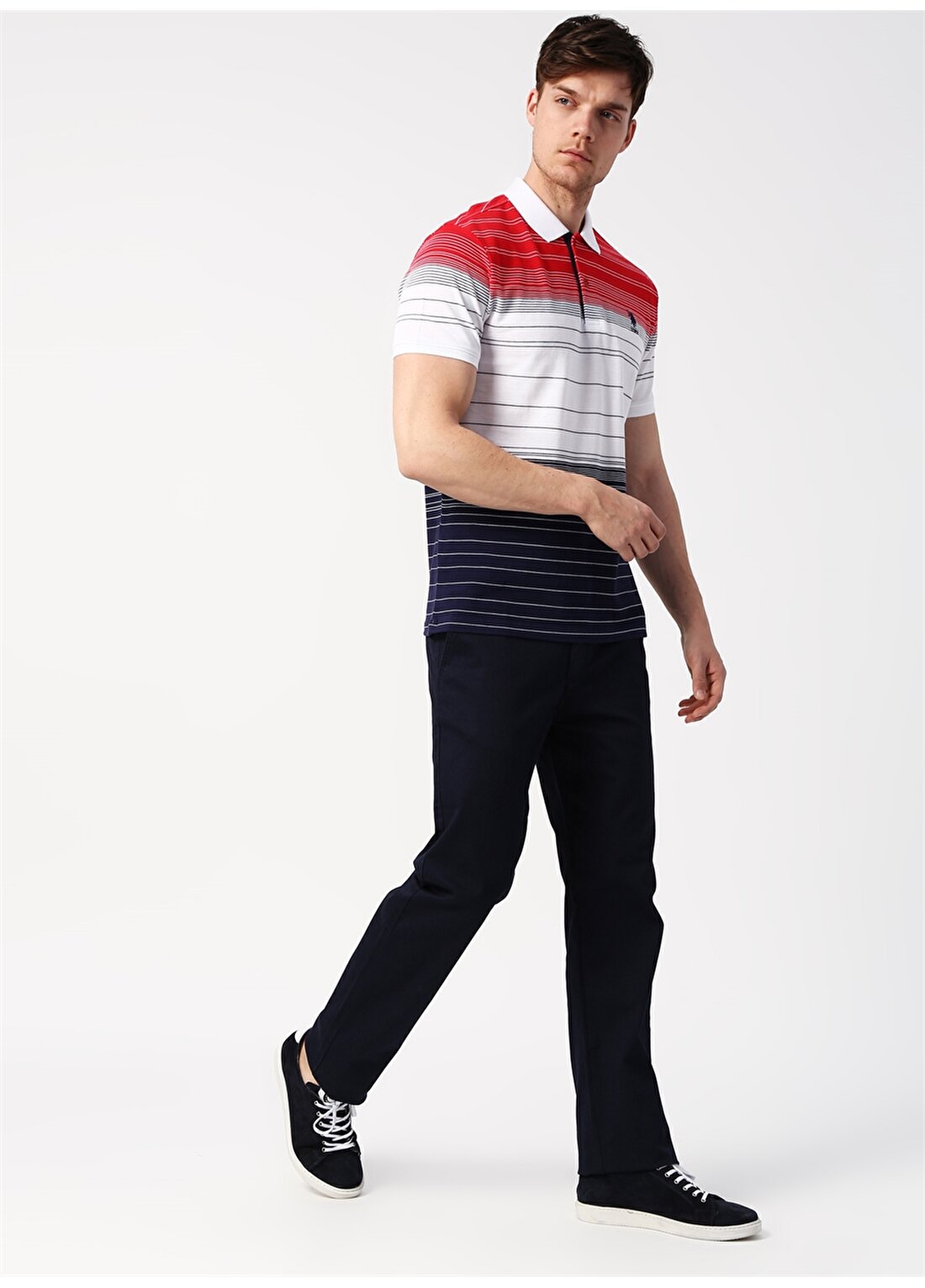 U.S. Polo Assn. Lacivert Nakışlı Chino Klasik Pantolon