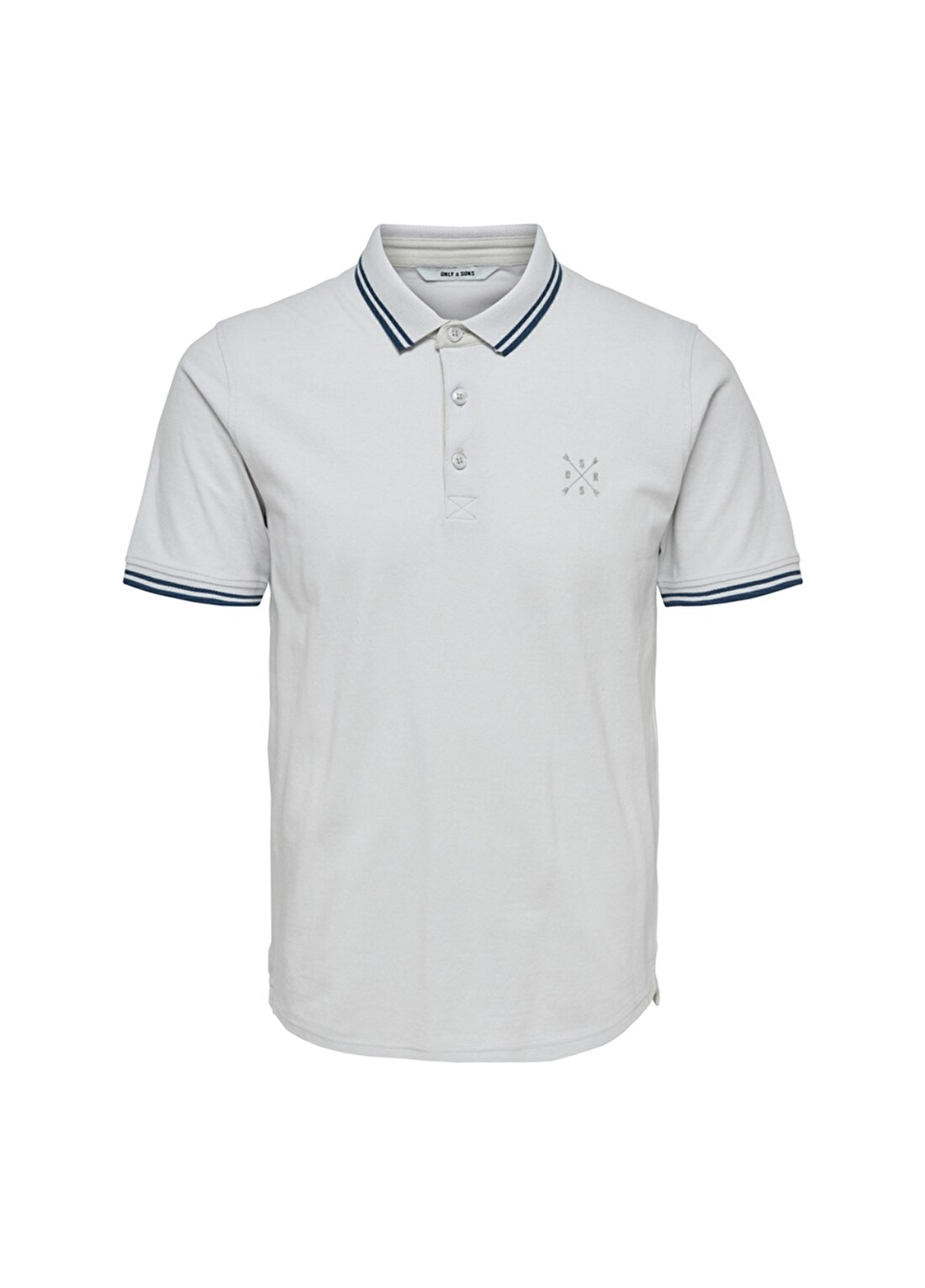 Only & Sons Mavi Çizgili Beyaz Erkek Polo Tişört