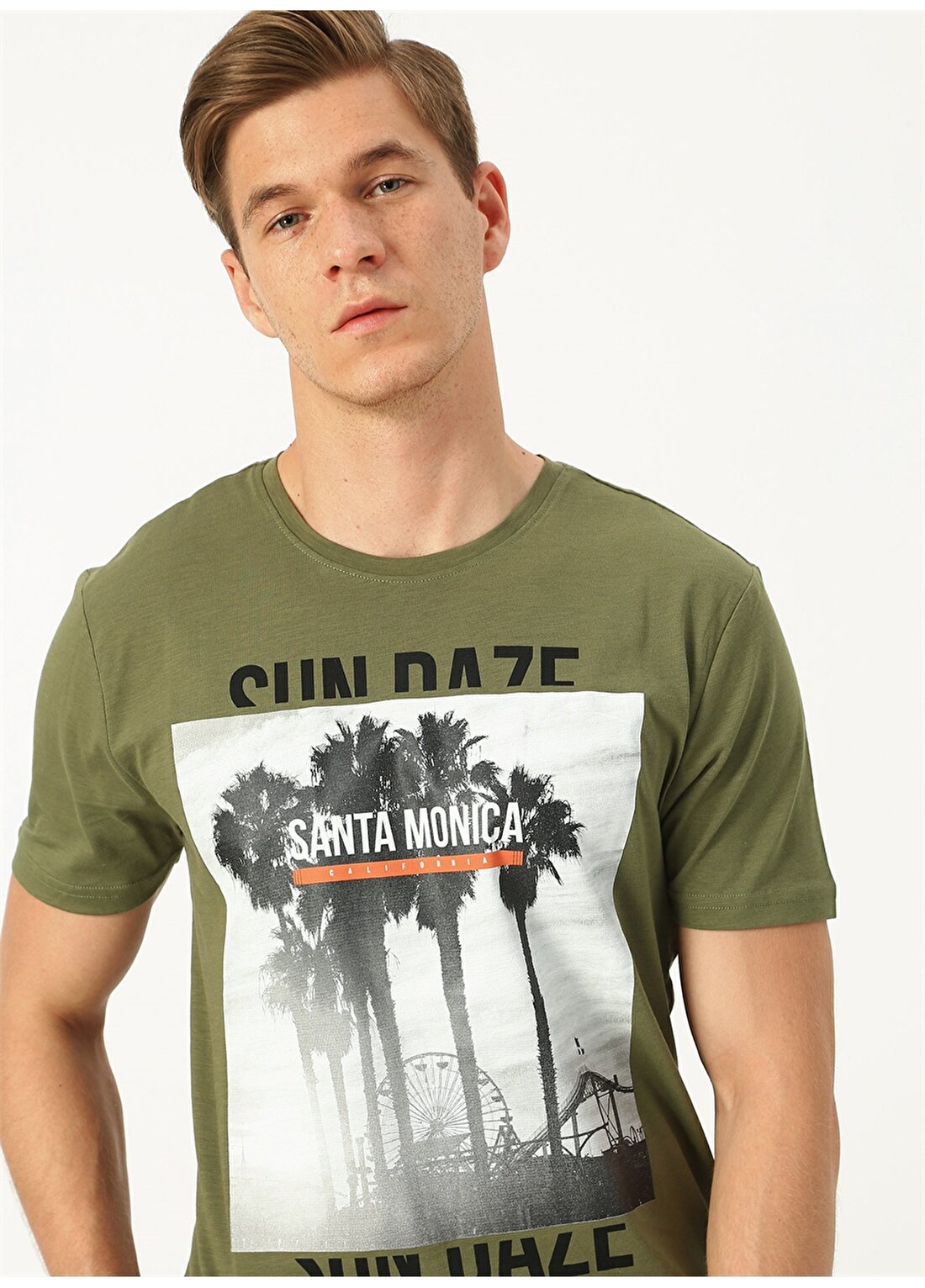 Only & Sons Baskılı Zeytin Yeşili T-Shirt