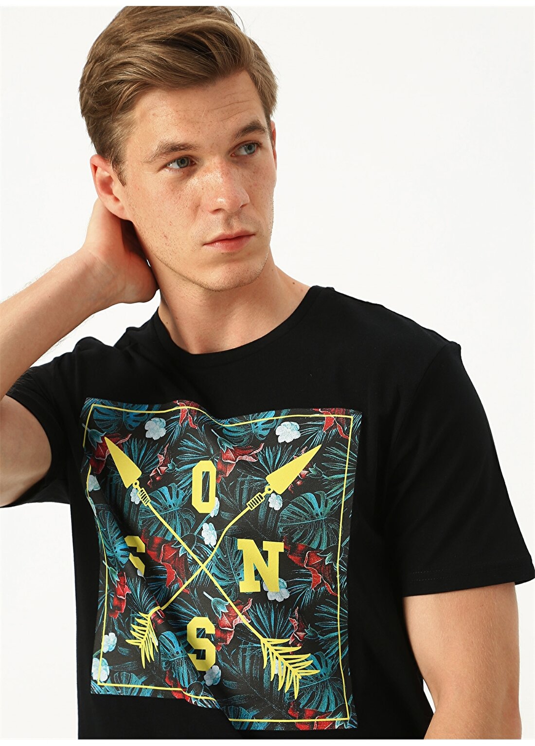 Only & Sons Renkli Baskılı Siyah T-Shirt