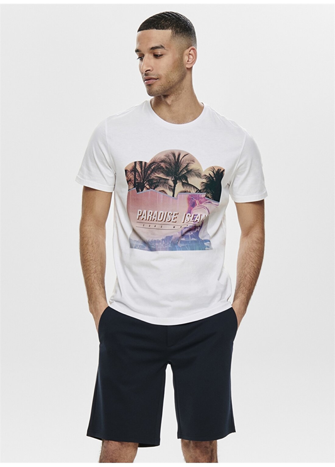 Only & Sons Paradise Island Beyaz T-Shirt