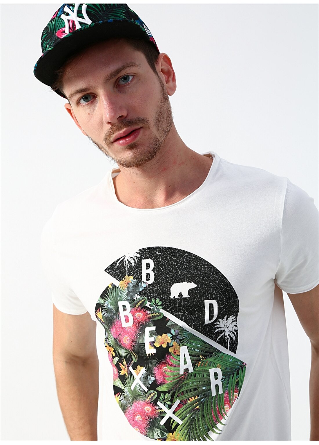 Bad Bear Renkli Baskılı Beyaz T-Shirt