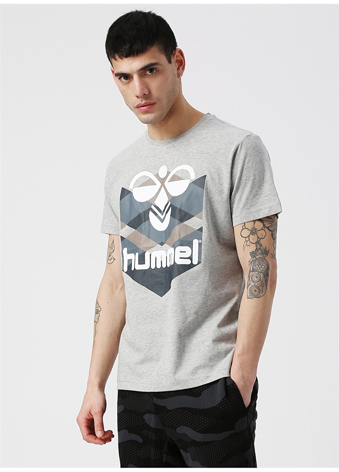 Hummel ASHER Gri Erkek T-Shirt 910747-2006