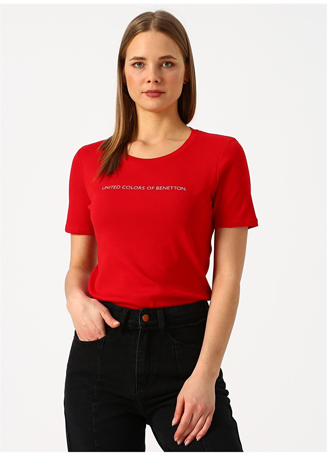 Benetton Yazılı Kırmızı T-Shirt