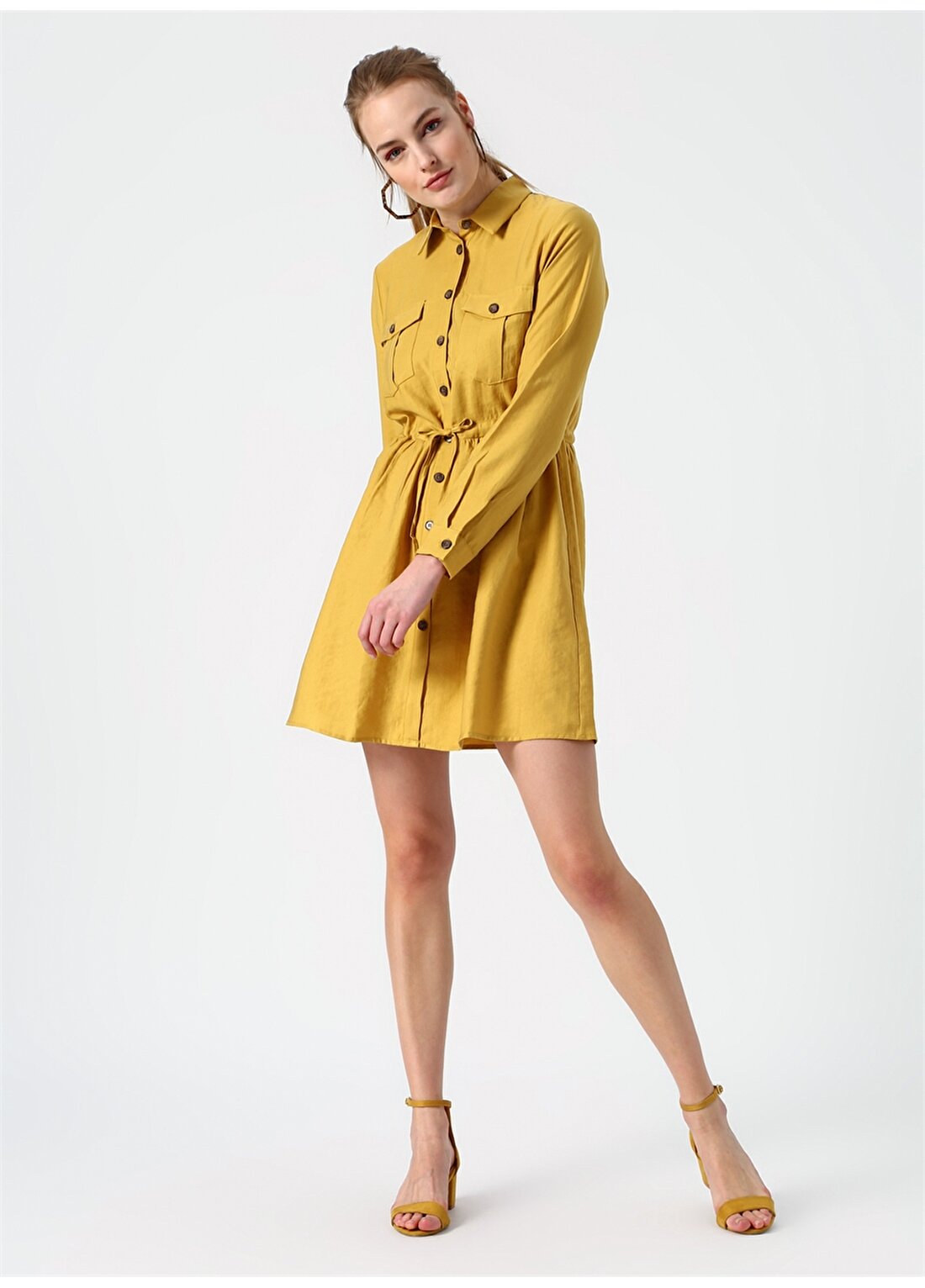 Koton Sarı Kadın Gömlek Elbise