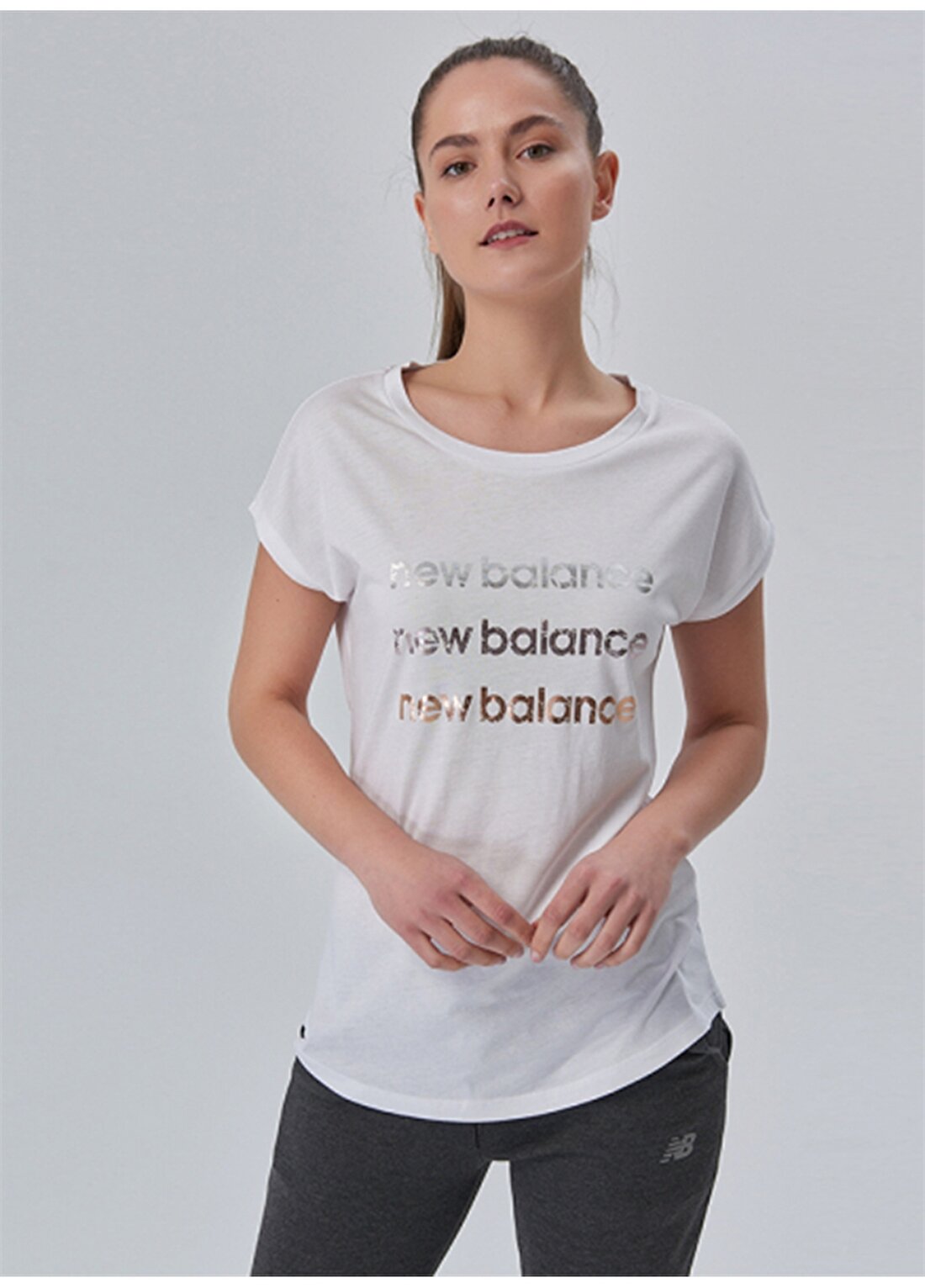 New Balance Beyaz Glitter T-Shirt
