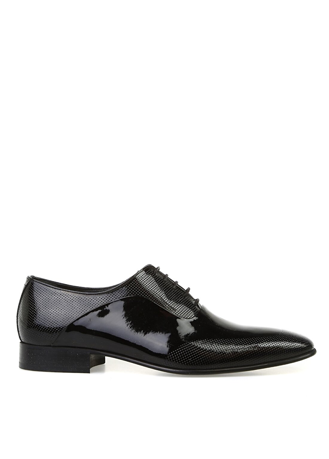 Kemal Tanca Kısa Topuklu Sivri Uçlu Bağcıklı Parlak Siyah Erkek Klasik Ayakkabı