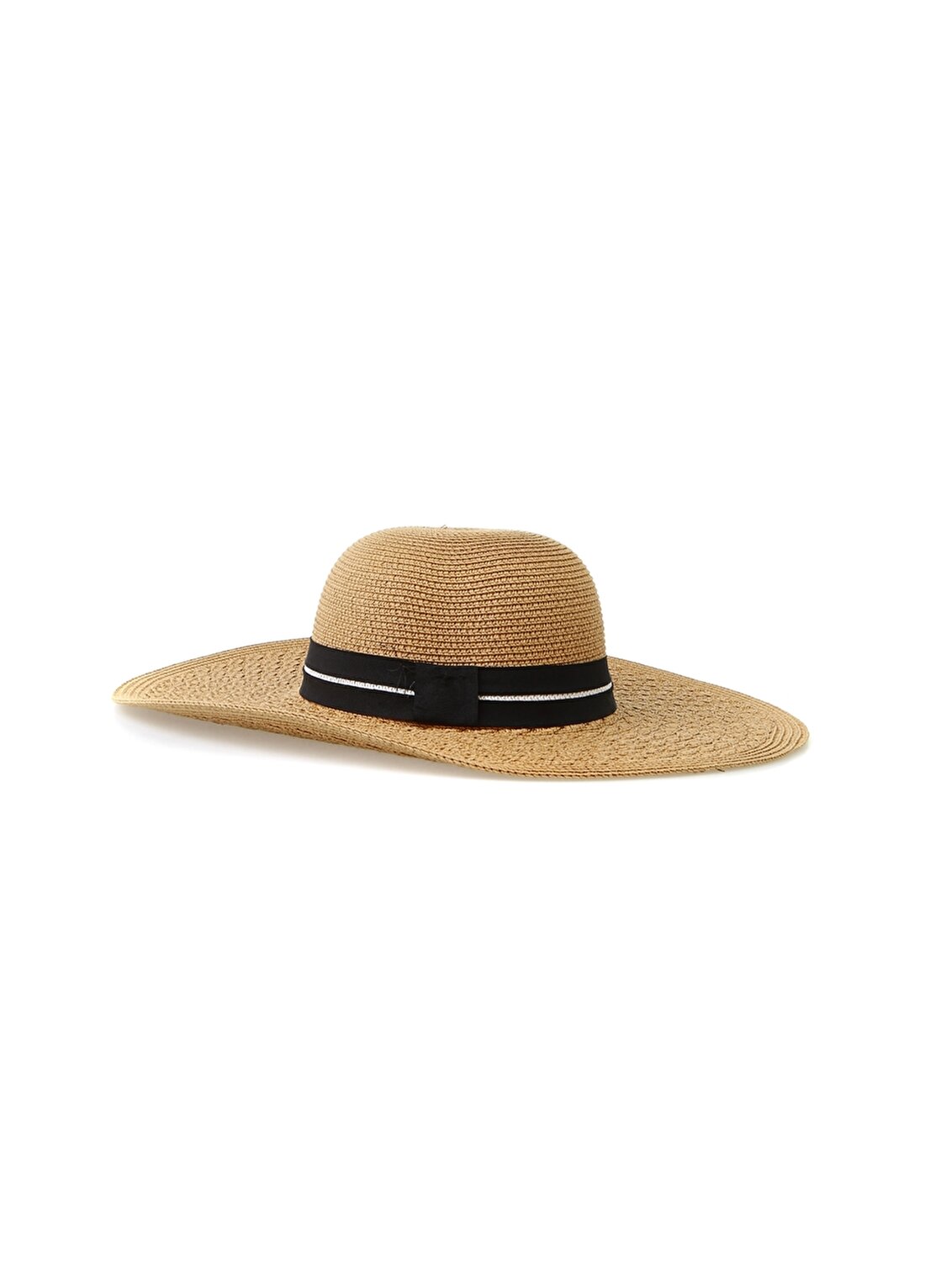 Bay Şapkaci Siyah Taş İşleme Bez Detaylı Hasır Kovboy Şapka