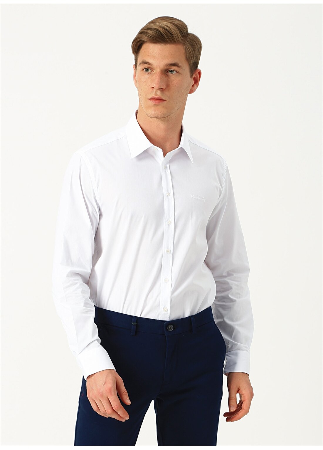 Pierre Cardin Slim Fit Beyaz Basic Gömlek