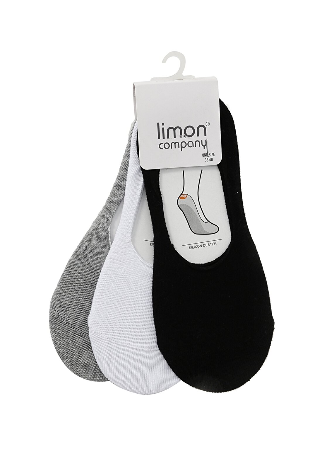 Limon Siyah - Beyaz - Gri Babet Çorabı