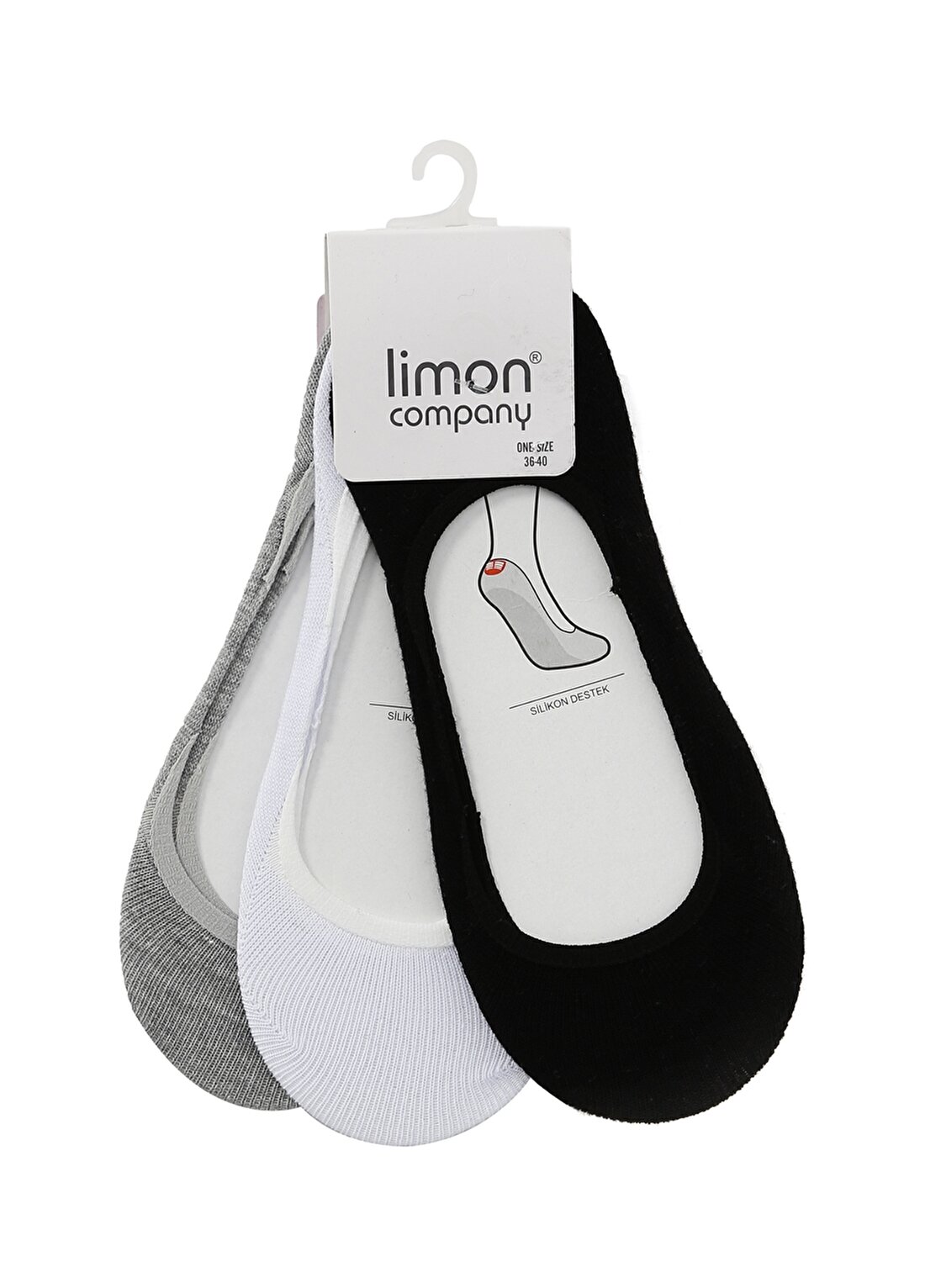 Limon Siyah - Beyaz - Gri Babet Çorabı