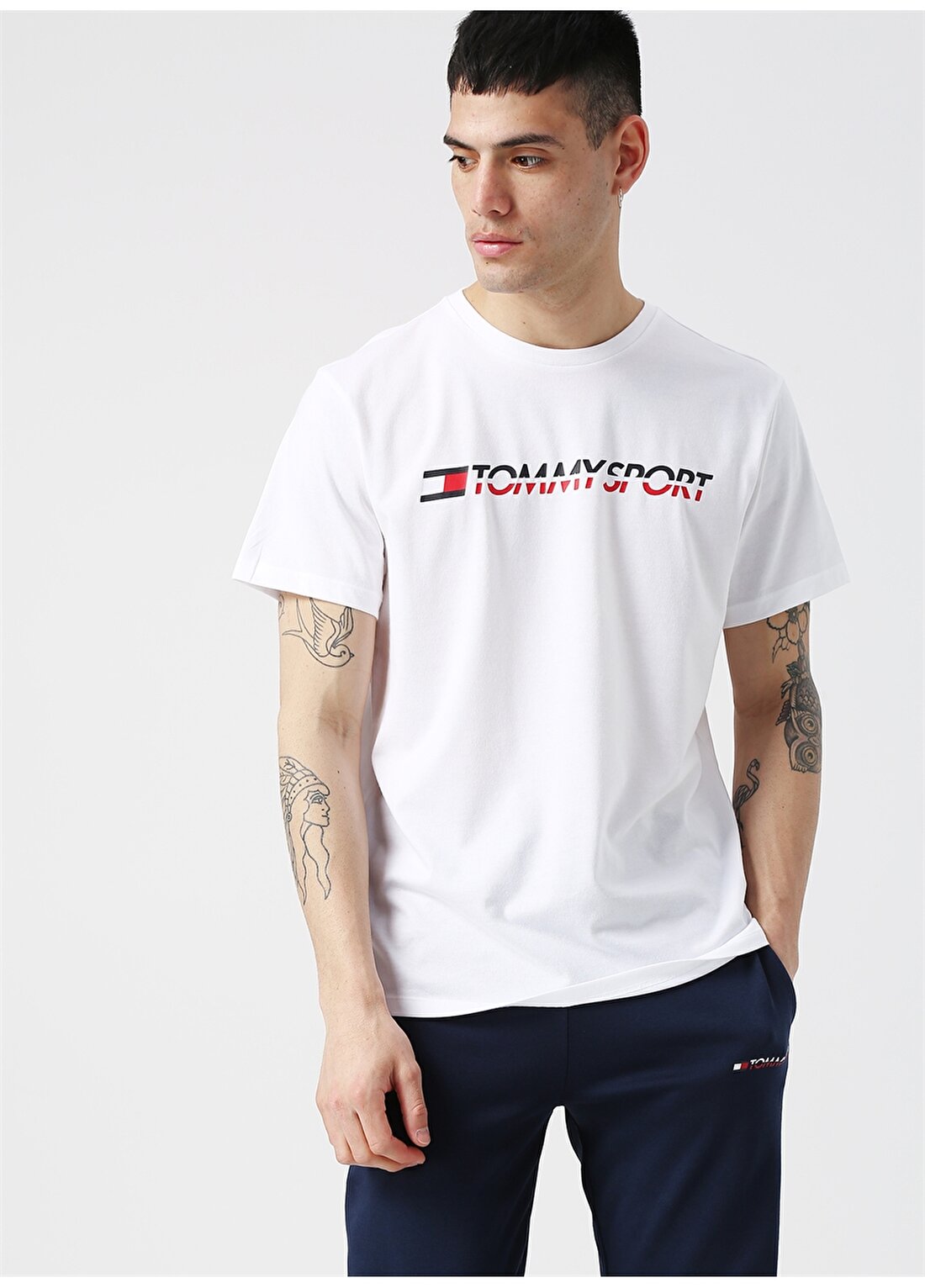 Tommy Sport Baskılı Yazılı Beyaz T-Shirt