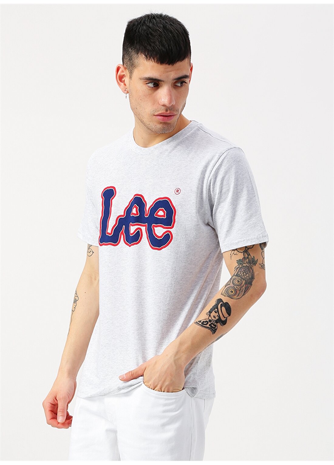 Lee & Wrangler Baskılı Gri T-Shirt