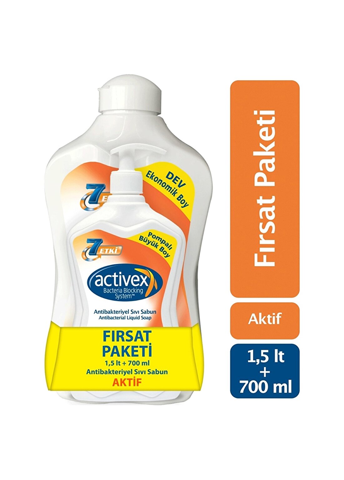 Activex Antibakteriyel Sıvı Sabun Aktif1.5 Lt & 700 Ml Fırsat Paketi