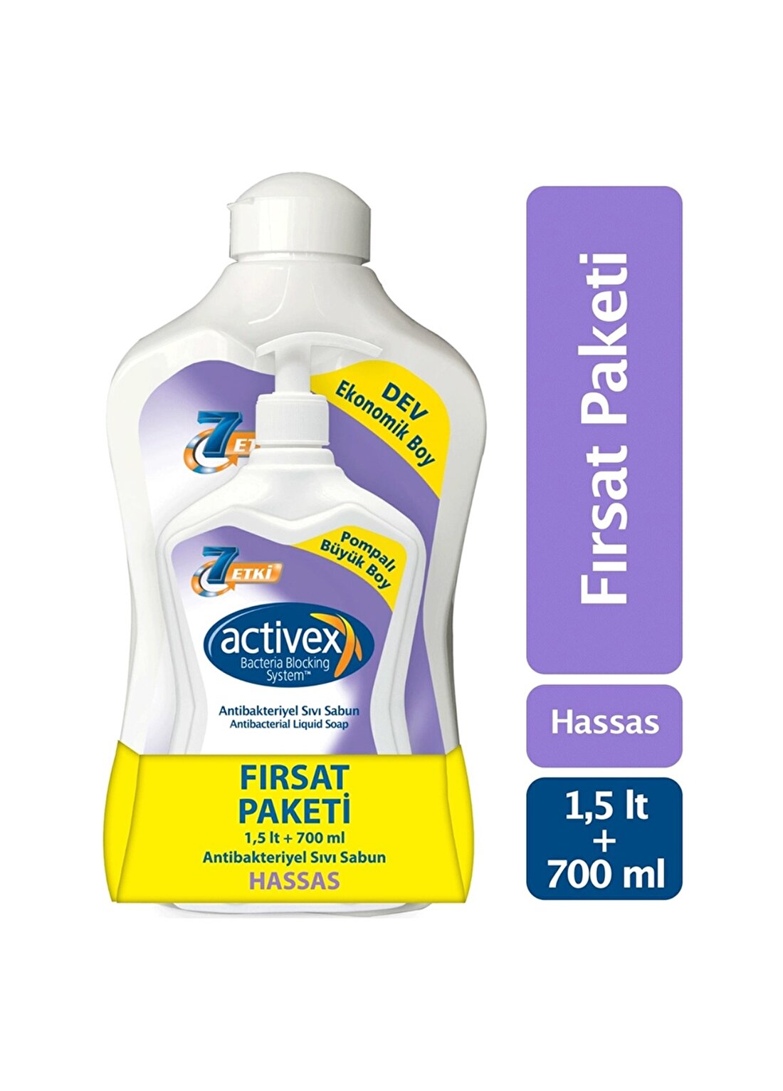 Activex Antibakteriyel Sıvı Sabun Hassas 1.5 Lt & 700 Ml Fırsat Paketi