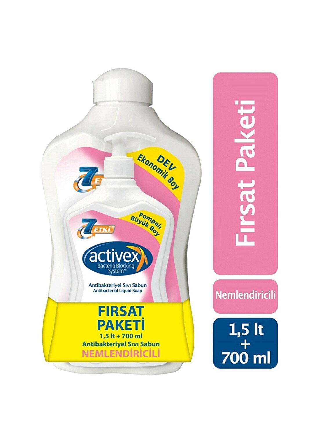 Activex Antibakteriyel Sıvı Sabun Nemlendiricili 1.5 Lt & 700 Ml Fırsat Paketi