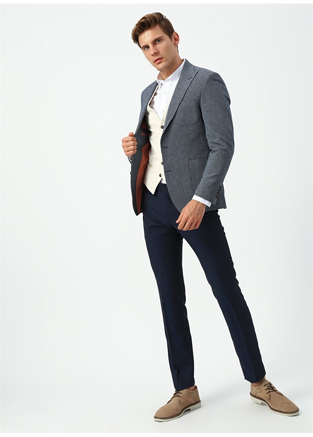 Beymen Business Mono Yaka Uzun Kol Torba Cep Slim Fit Antrasit Erkek Takım Elbise