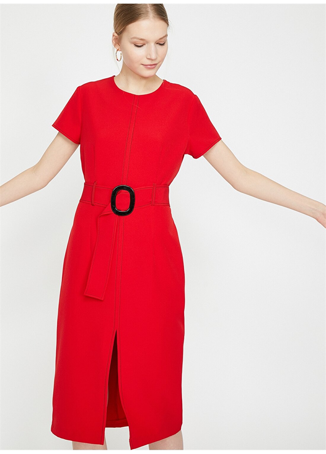 Koton Kemer Detaylı Kırmızı Elbise
