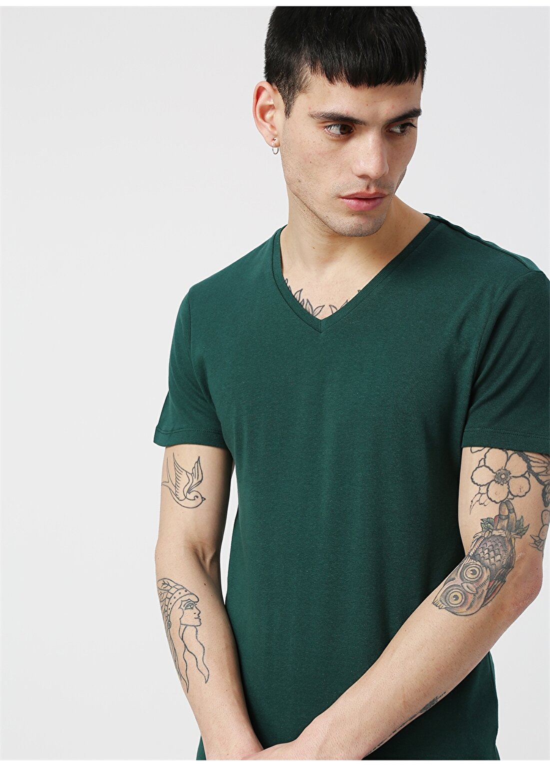 Koton V Yaka Yeşil T-Shirt