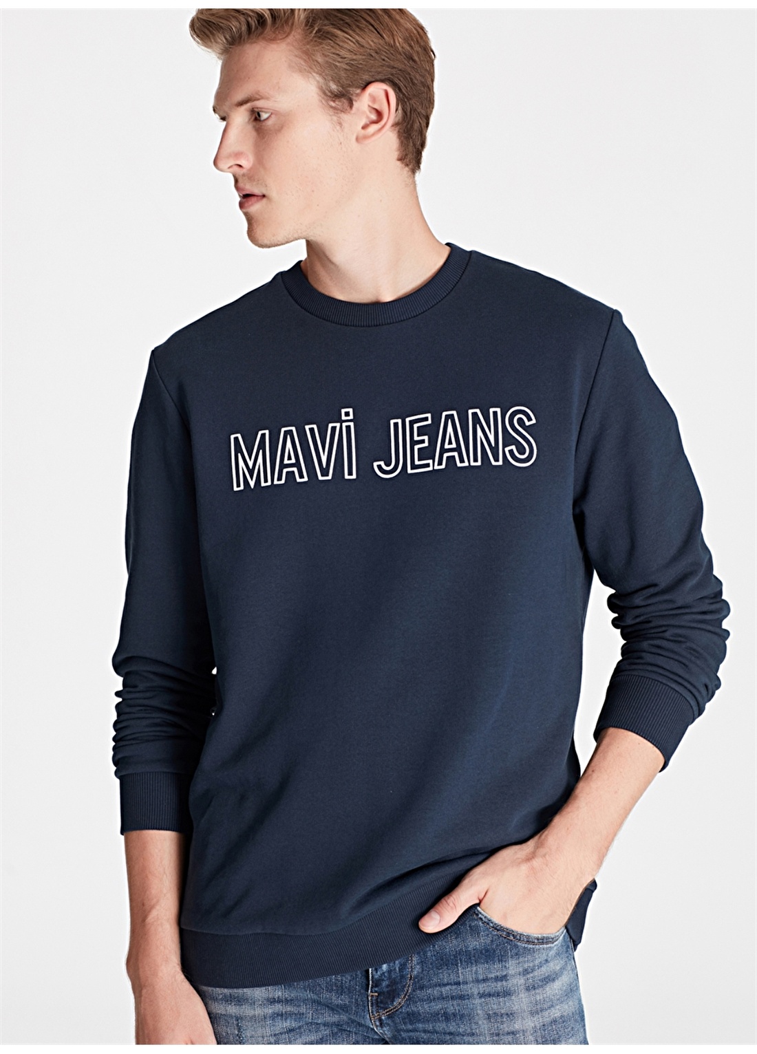 Mavi Lacivert Baskılı Sweatshirt