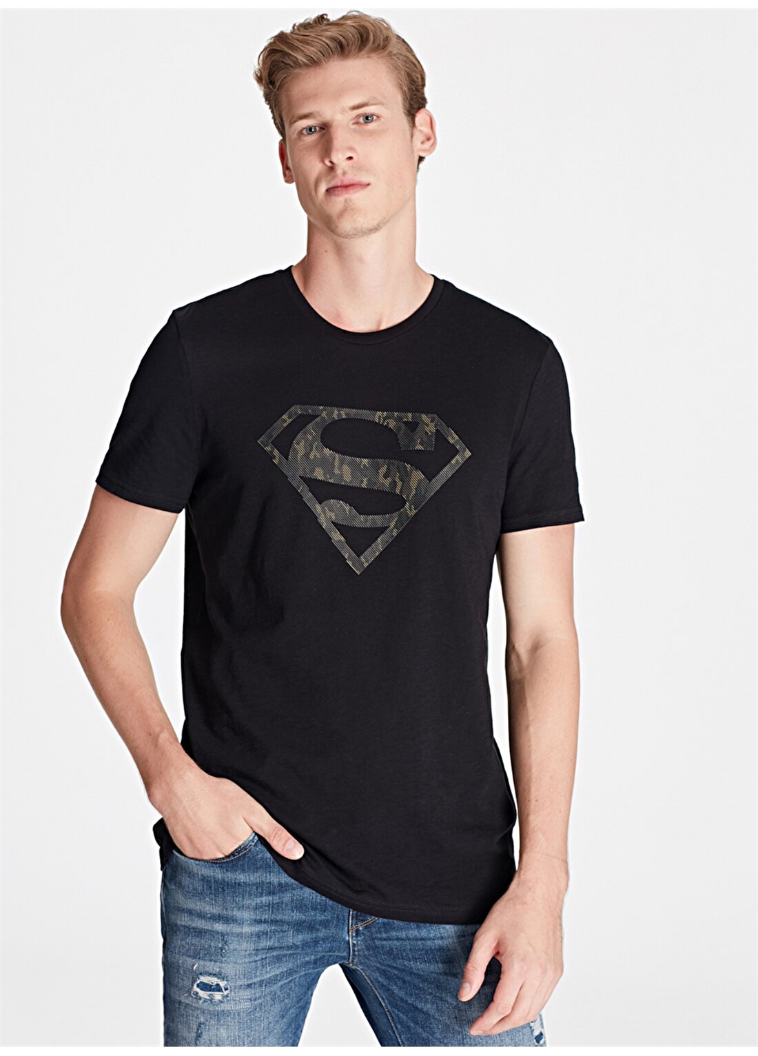 Mavi Superman Baskılı T-Shirt