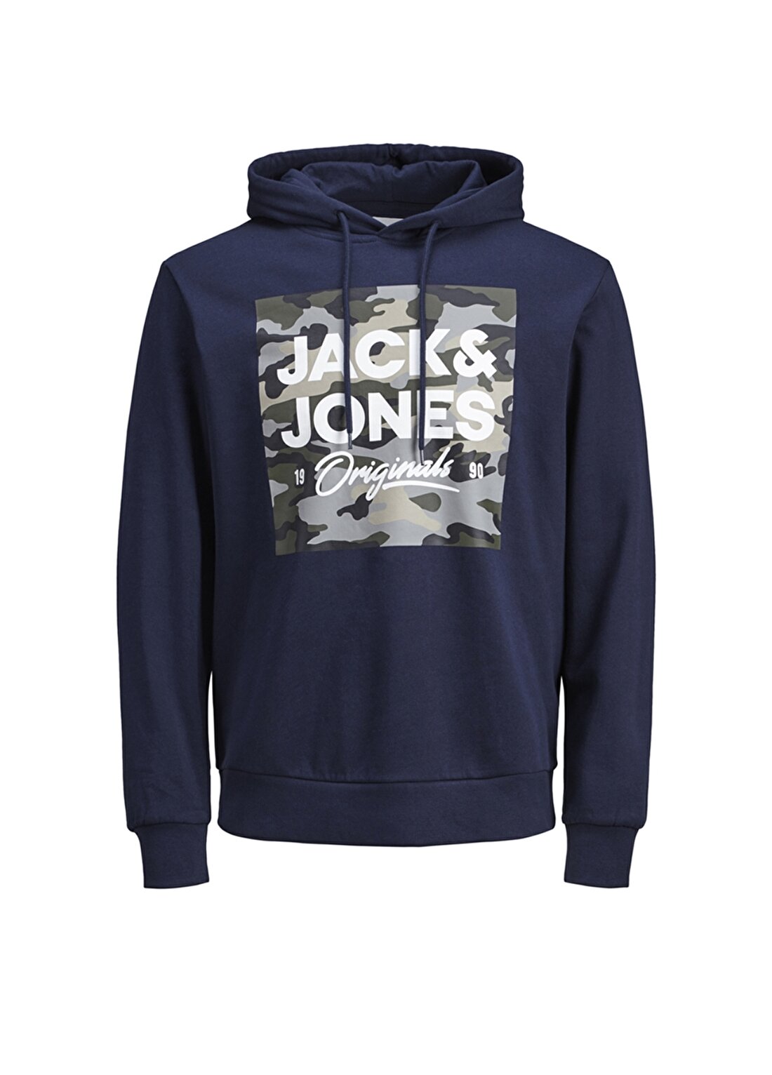 Jack & Jones Camoclub Kapüşonlu Desenli Erkek Lacivert Sweatshirt