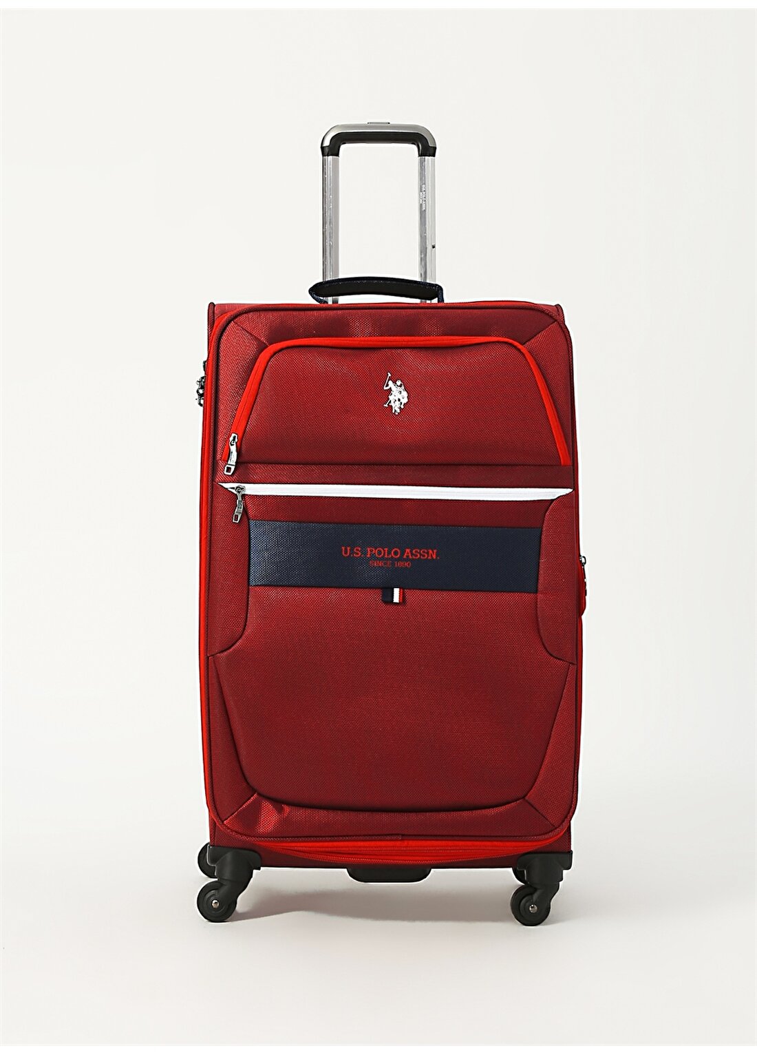 U.S. Polo Assn. Kırmızı Çekçekli Kumaş Valiz