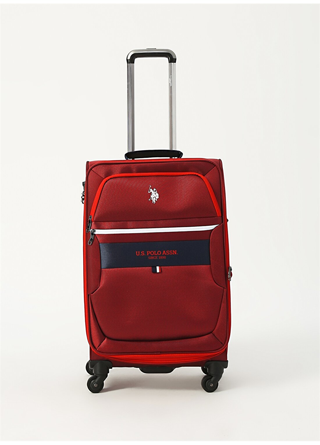 U.S. Polo Assn Çekçekli Kırmızı Kumaş Valiz