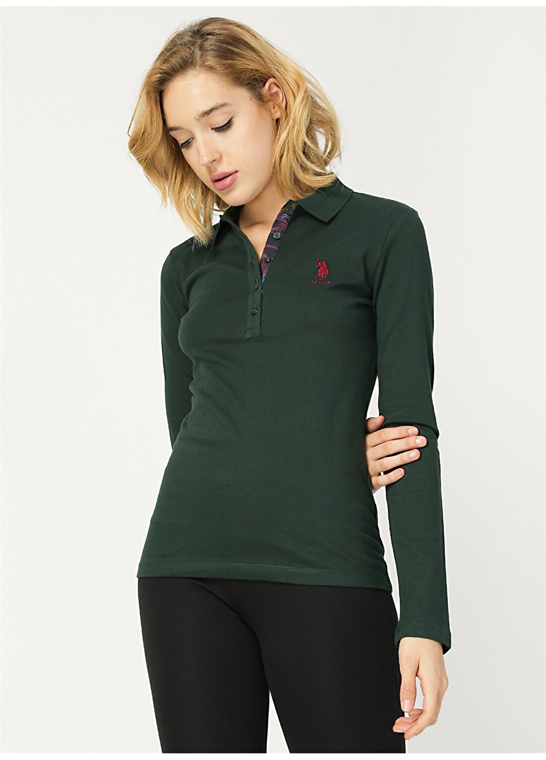 U.S. Polo Assn. Koyu Yeşil Basic Kadın Sweatshırt