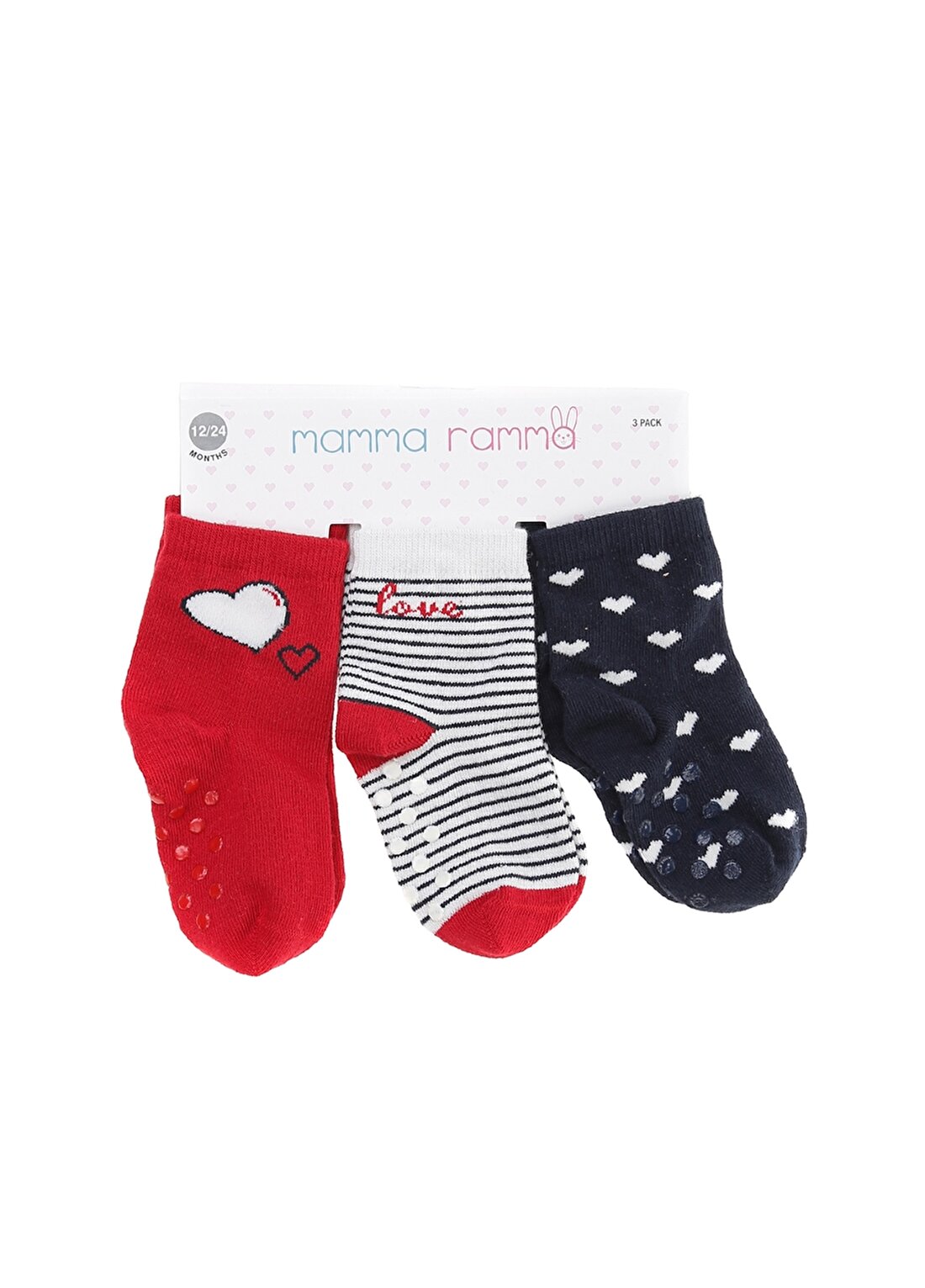 Mammaramma 3''Lü Kırmızı Kız Çocuk Soket Çorap