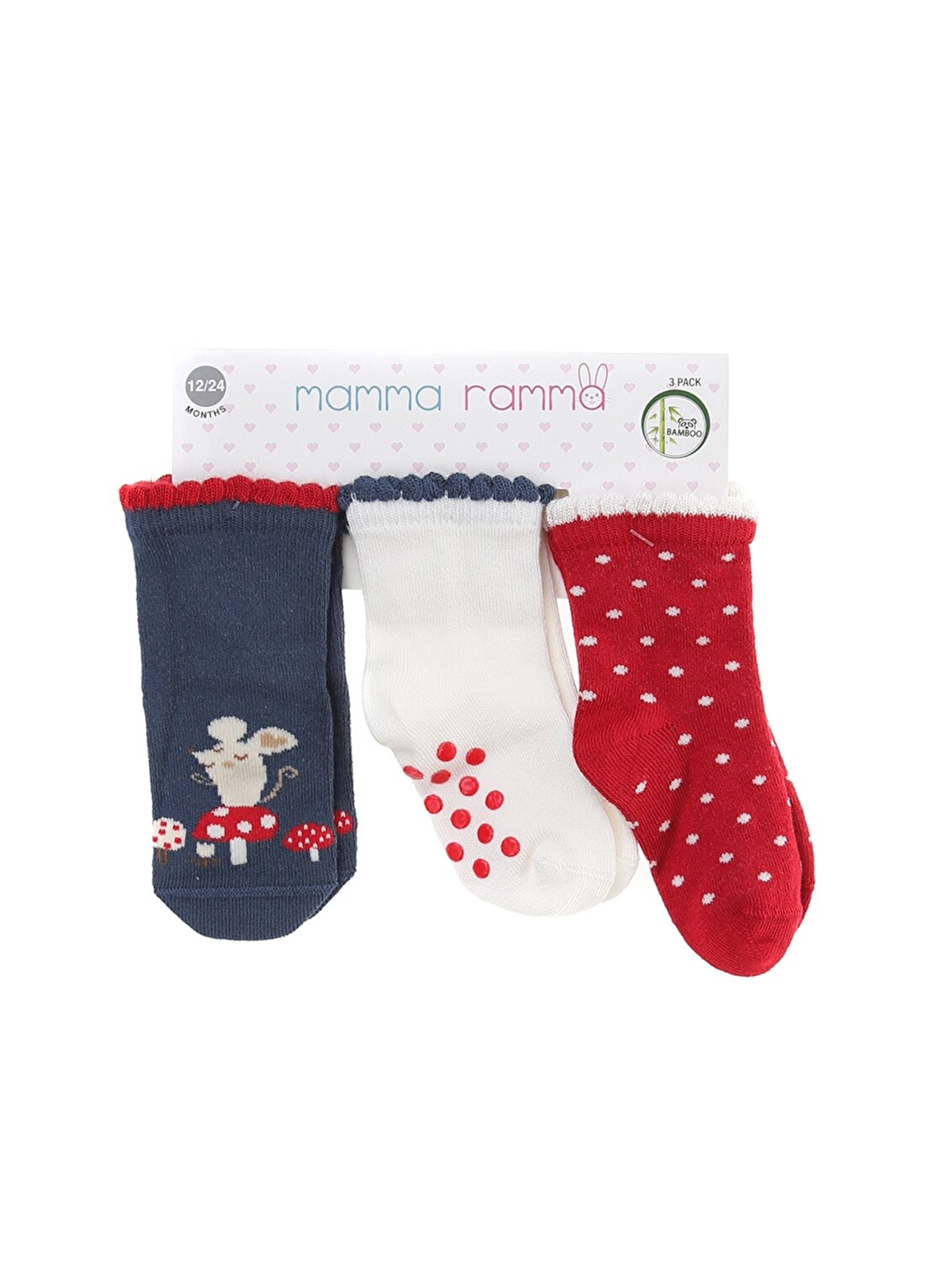 Mammaramma 3''Lü Kırmızı Kadın Soket Çorap