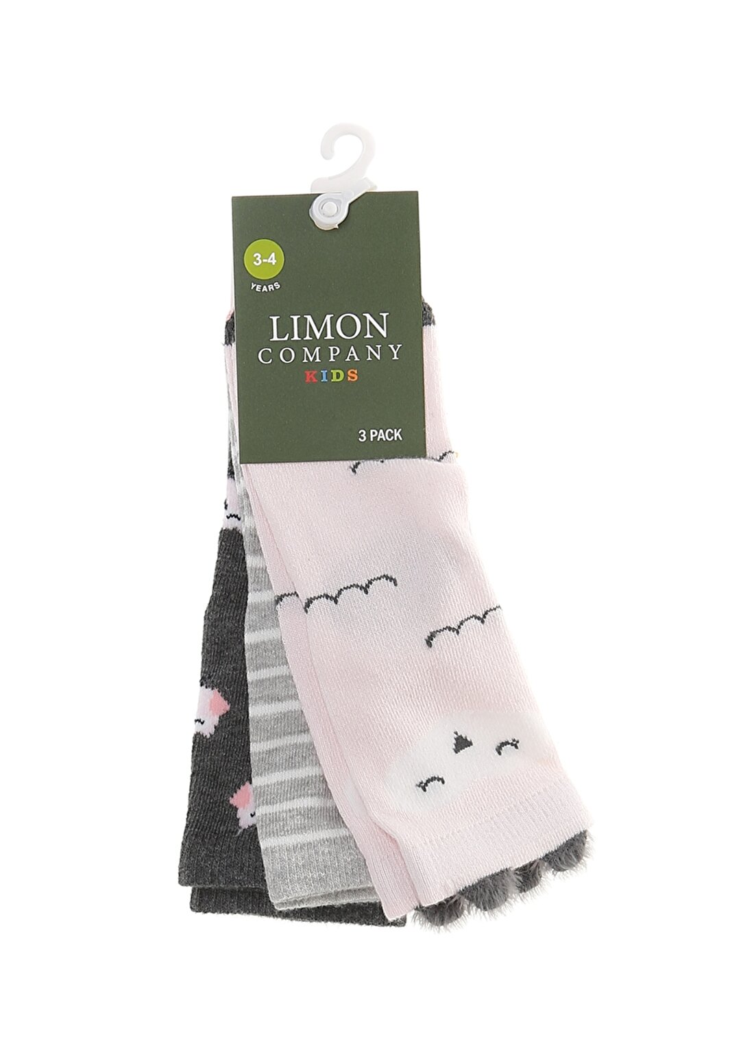 Limon 3''Lü Pembe Kadın Soket Çorap