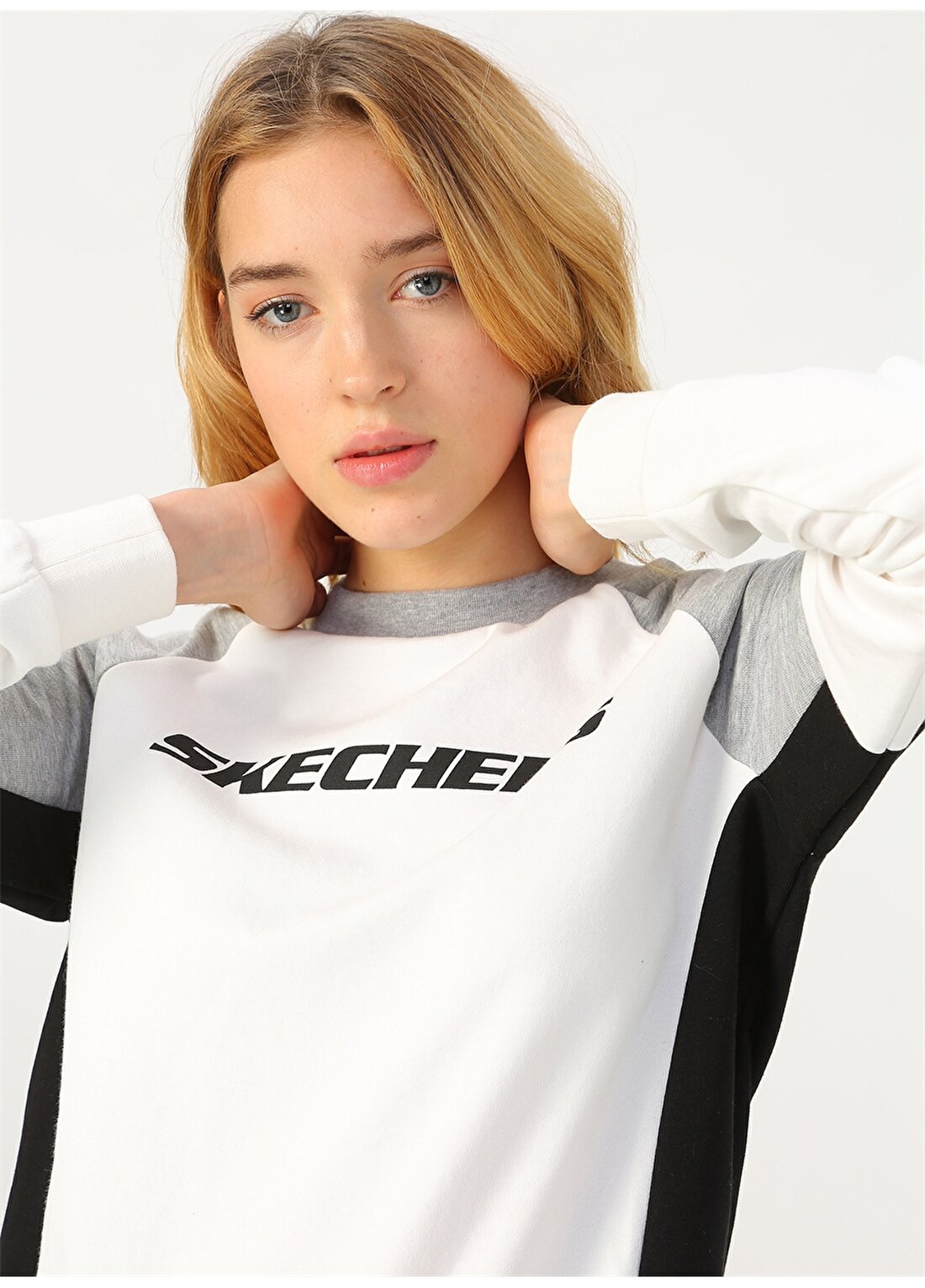 Skechers Ekru Baskılı Sweatshirt