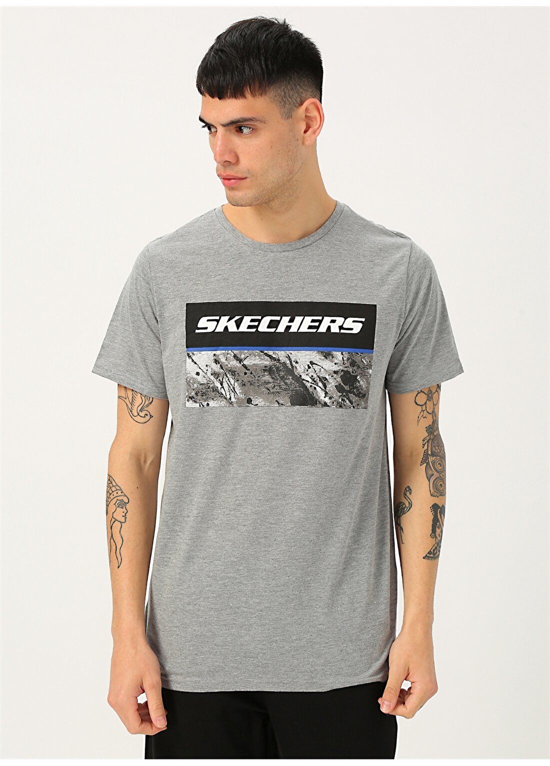 Skechers Gri Baskılı T-Shirt