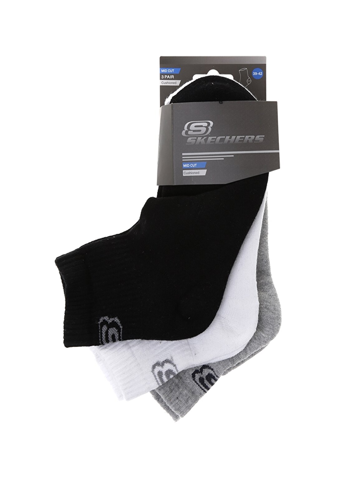 Skechers Çok Renkli Unisex 3Lü Çorap U SKX Padded Mid Cut Socks 3 Pack